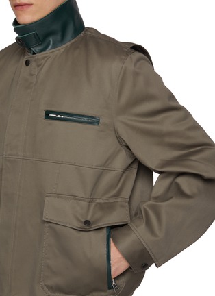  - SACAI - Zip Up Leather Trim Cotton Chino Jacket