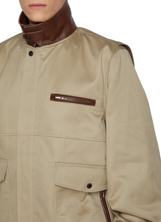  - SACAI - Leather Trim Zip Up Cotton Chino Jacket