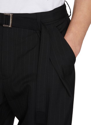  - SACAI - Chalk Striped Side Wrap Belted Cotton Blend Pants