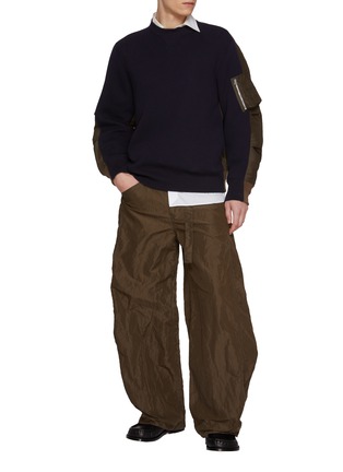 模特儿示范图 - 点击放大 - SACAI - 拼接圆领卫衣