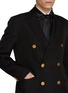  - SACAI - Double Breasted Layered Satin Lapel Silk Cotton Blazer