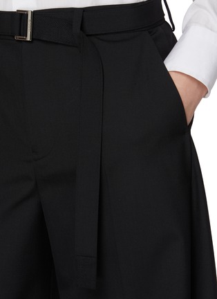  - SACAI - Belted Pleated Curved Leg Wool Blend Pants
