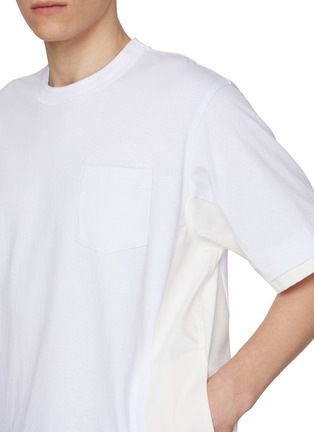 - SACAI - Hybrid Panelled Denim Pocket Cotton T-Shirt