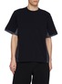 首图 - 点击放大 - SACAI - Hybrid Panelled Denim Pocket Cotton T-Shirt