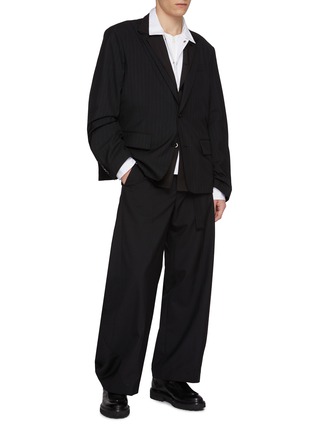 模特儿示范图 - 点击放大 - SACAI - Single Breasted Chalk Striped Layered Cotton Blazer