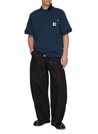 模特儿示范图 - 点击放大 - SACAI - X Carhartt WIP Zipper Detail Cotton T-Shirt
