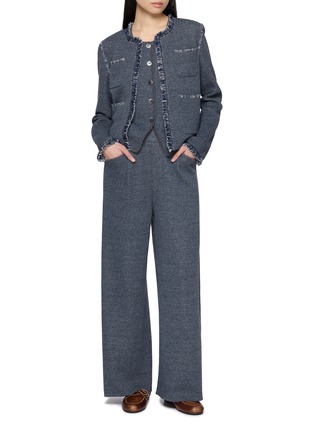 模特儿示范图 - 点击放大 - CRUSH COLLECTION - 牛仔饰边针织开衫