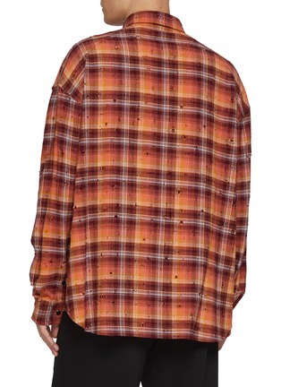 背面 - 点击放大 - JUUN.J - Long Sleeve Distressed Chequered Shirt