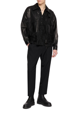 模特儿示范图 - 点击放大 - THE VIRIDI-ANNE - Oversized Flap Pockets Leather Jacket