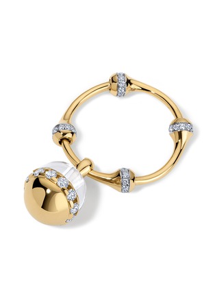 细节 - 点击放大 - SARAH EISMAN STUDIO - Sphere Lith 18K Gold Diamond Ruby Sapphire Tsavorite Garnet Drop Ring — US 7