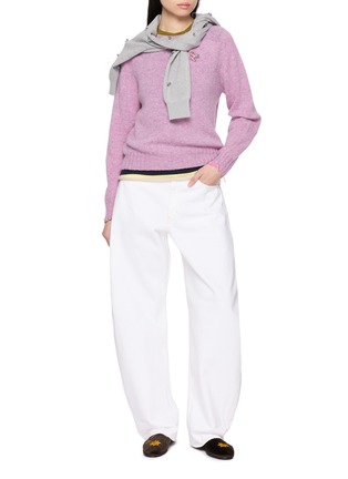 模特儿示范图 - 点击放大 - LA FETICHE - Joy Hand Embroidered Crewneck Wool Knit Sweater