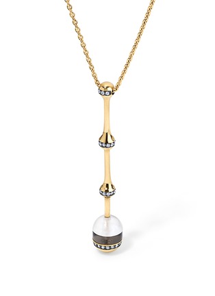 细节 - 点击放大 - SARAH EISMAN STUDIO - Pod 18K Gold Diamond Moonstone Smoky Quartz Drop Pendant Necklace