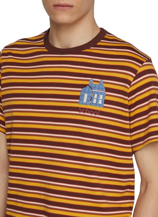  - KHOKI - Cotton Embroidered Striped T-shirt
