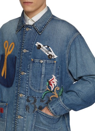  - KHOKI - Medium Washed Hand Embroidered Denim Jacket