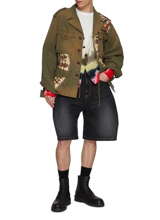 模特儿示范图 - 点击放大 - KHOKI - Medium Wash Wide Leg Cropped Jeans