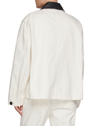背面 - 点击放大 - STUDIO NICHOLSON - Leather Collar Cotton Canvas Barn Jacket