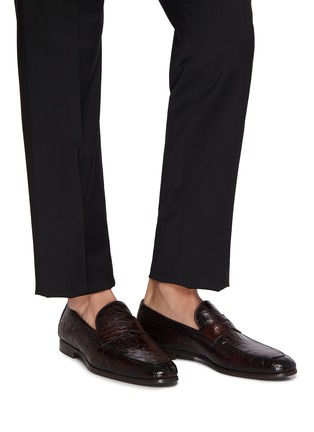 模特儿示范图 - 点击放大 - MAGNANNI - Vicente Croc Leather Penny Loafers