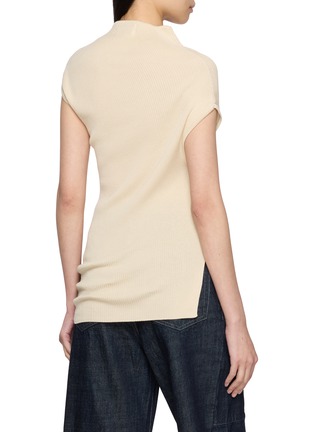 背面 - 点击放大 - R2W - Sophia Draped Ribbed Cotton Silk Linen Knit Top