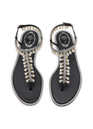 细节 - 点击放大 - RENÉ CAOVILLA - Diana Faux Pearl Embellished Satin Thong Sandals