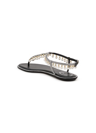  - RENÉ CAOVILLA - Diana Faux Pearl Embellished Satin Thong Sandals