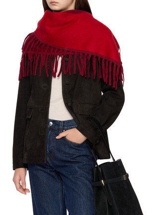 模特儿示范图 - 点击放大 - JOVENS - Bi Colour Fringed Cashmere Scarf