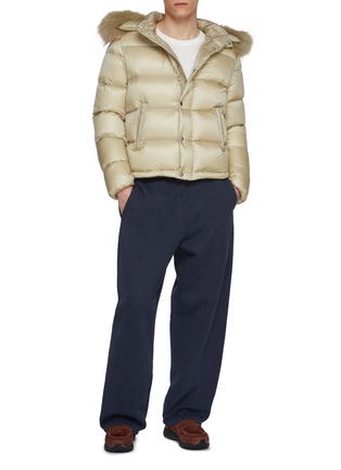 模特儿示范图 - 点击放大 - KRUF - Detachable Raccoon Fur Trim Hood Quilted Down Jacket