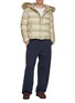 模特儿示范图 - 点击放大 - KRUF - Detachable Raccoon Fur Trim Hood Quilted Down Jacket