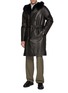 模特儿示范图 - 点击放大 - KRUF - Belted Mink Fur Leather Long Biker Jacket
