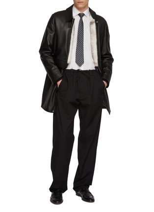 模特儿示范图 - 点击放大 - KRUF - Mink Fur Lined Leather Long Coat