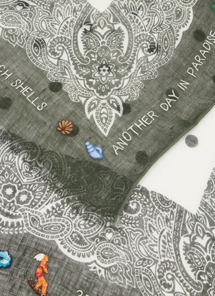 细节 - 点击放大 - CITRUS - 刺绣饰须边亚麻围巾