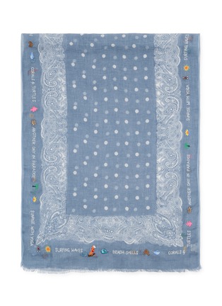 细节 - 点击放大 - CITRUS - 印花刺绣亚麻围巾