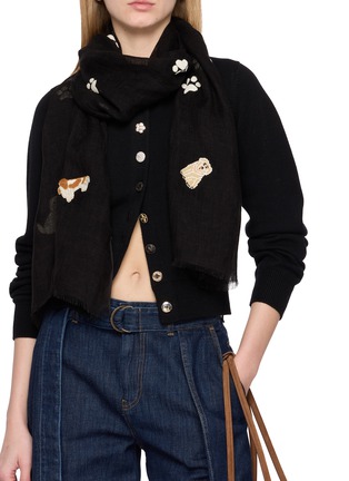 模特儿示范图 - 点击放大 - CITRUS - 刺绣饰亚麻围巾