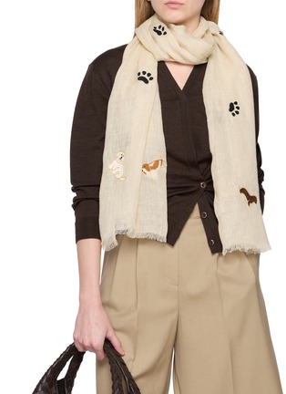 模特儿示范图 - 点击放大 - CITRUS - 刺绣饰亚麻围巾