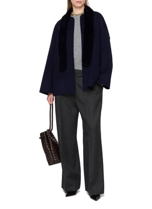 模特儿示范图 - 点击放大 - KRUF - Detachable Mink Fur Collar Cashmere Coat