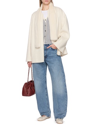 模特儿示范图 - 点击放大 - KRUF - Detachable Mink Fur Collar Cashmere Coat