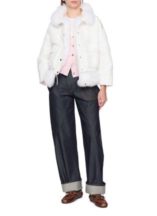 模特儿示范图 - 点击放大 - KRUF - Detachable Fox Fur Trim Oversized Jacket