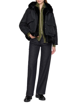 模特儿示范图 - 点击放大 - KRUF - Detachable Fox Fur Trim Oversized Jacket