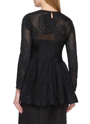 背面 - 点击放大 - PEPA POMBO - Floral Mesh Peplum Blouse