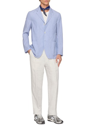 模特儿示范图 - 点击放大 - J∞QUALITY  - Reversible Striped Single Breasted Blazer