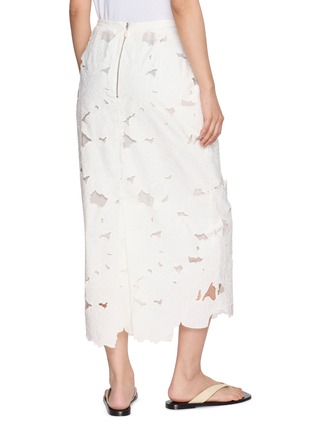 背面 - 点击放大 - BOINIGAN - Floral Cutwork Lace Cotton Midi Straight Skirt