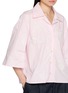  - BERNADETTE - Short Sleeve Petit Beurre Embroidered Cotton Shirt