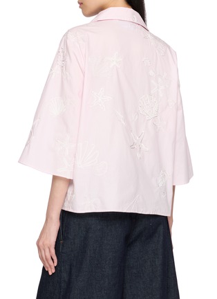 背面 - 点击放大 - BERNADETTE - Short Sleeve Petit Beurre Embroidered Cotton Shirt