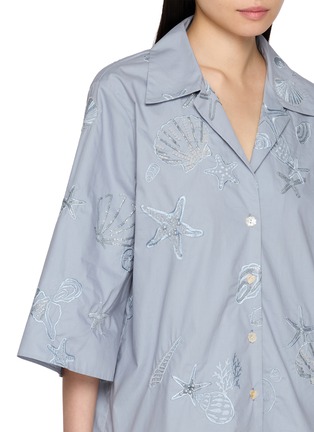  - BERNADETTE - Short Sleeve Petit Beurre Embroidered Cotton Shirt