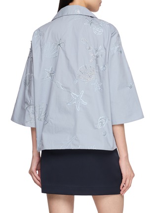 背面 - 点击放大 - BERNADETTE - Short Sleeve Petit Beurre Embroidered Cotton Shirt