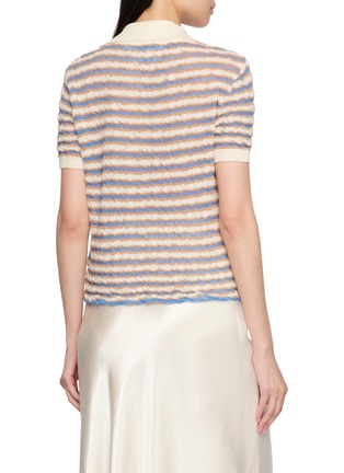 背面 - 点击放大 - BERNADETTE - Short Sleeve Stripe Intarsia Wool Knit Polo Top