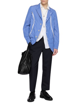 模特儿示范图 - 点击放大 - COMME DES GARÇONS HOMME DEUX - Elasticated Drawstring Waistband Chequered Wool Pants