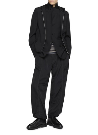 模特儿示范图 - 点击放大 - COMME DES GARÇONS HOMME DEUX - Single Breasted Layered Hooded Wool Blend Blazer