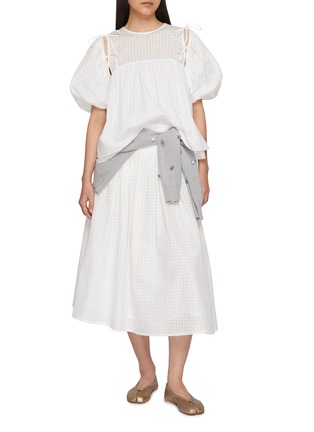 模特儿示范图 - 点击放大 - EPINGLER - Tie Detail Gathered Midi Skirt