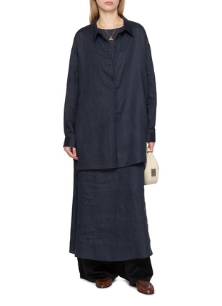 模特儿示范图 - 点击放大 - RUOHAN - 纽扣亚麻衬衫