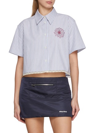 首图 - 点击放大 - MARDI MERCREDI - Embroidered Striped Cotton Cropped Shirt